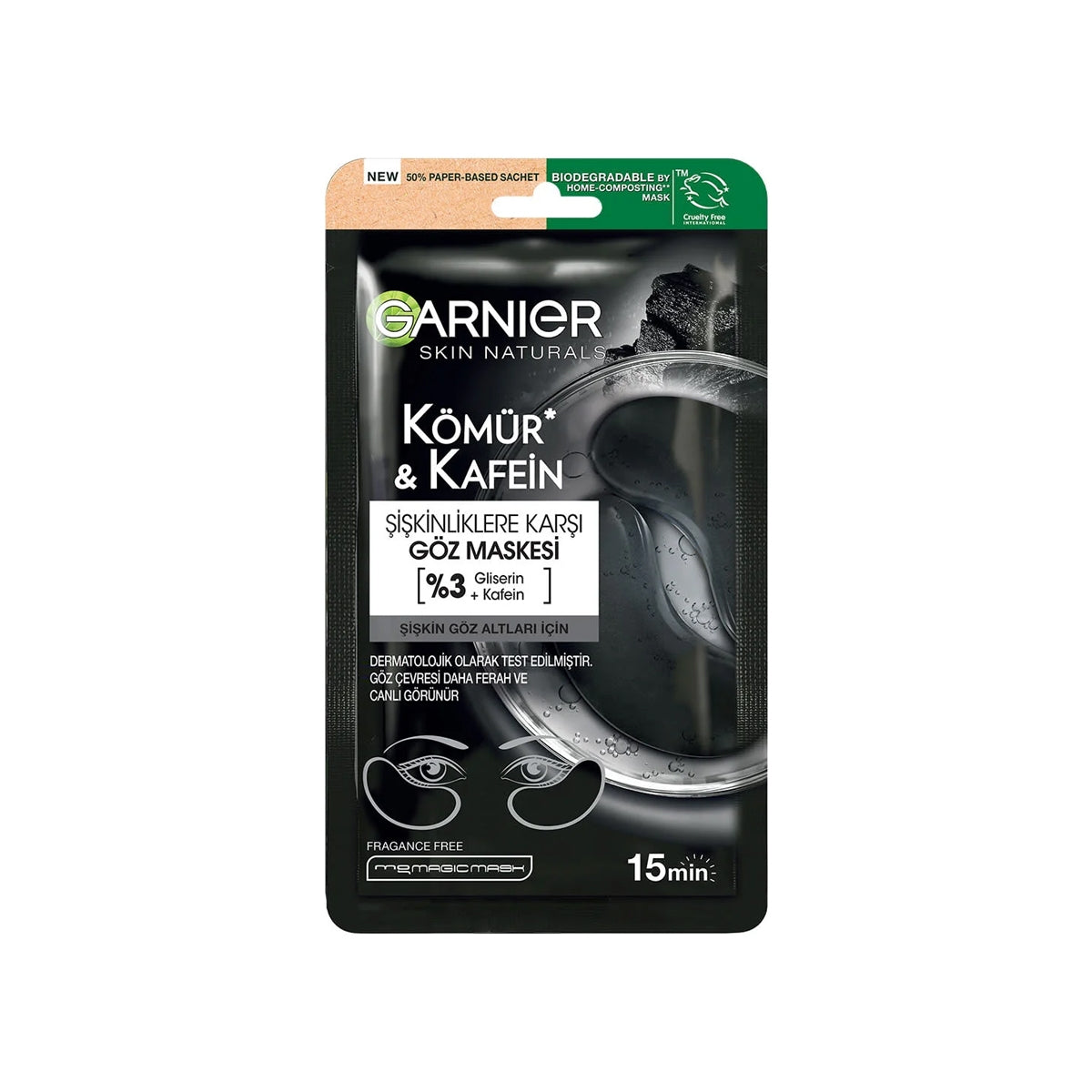 GARNIER SKIN NATURALS Kömür ve Kafeinli Göz Maskesi - STD / STD