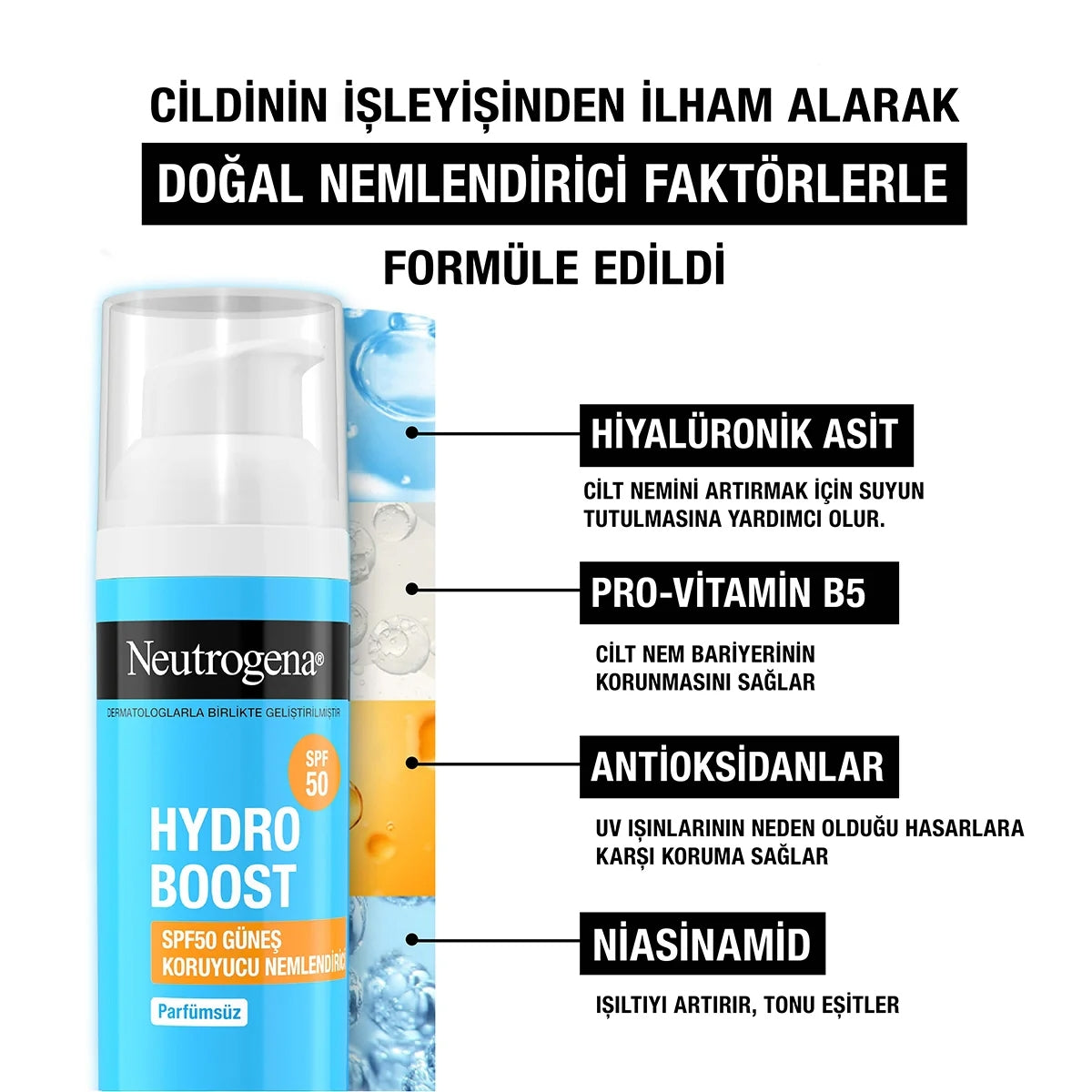 Hydro Boost SPF50 Güneş Koruyucu Nemlendirici 50 ml

