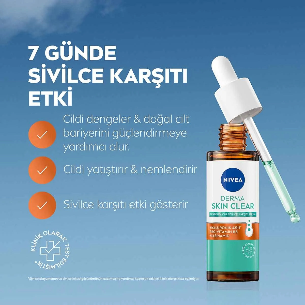 YUZ BAKIM SERUMU DERMA SKIN CLEAR SIVILCE KARSITI 30 ML
