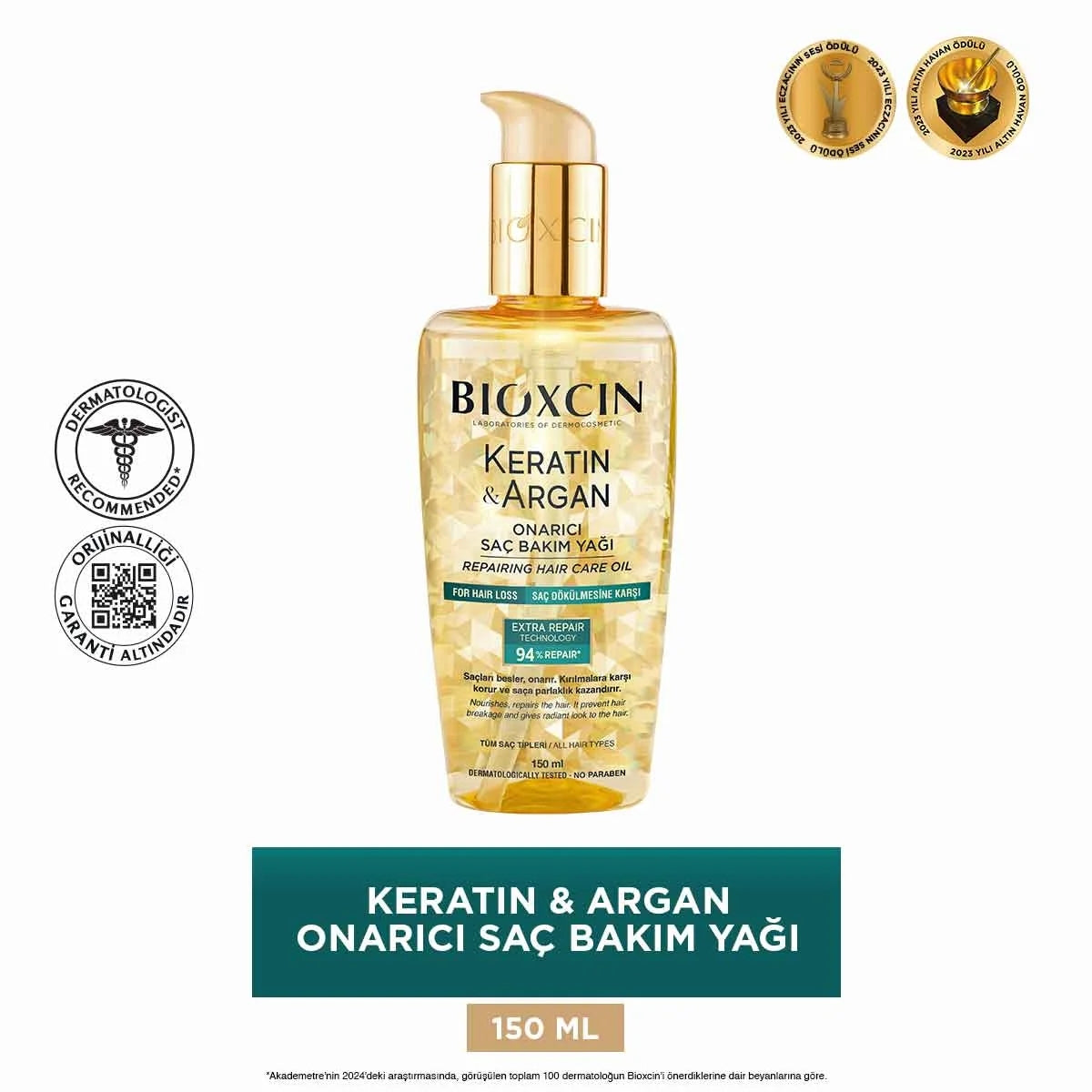 Keratin ve Argan Onarıcı Saç Bakım Yağı 150 ml