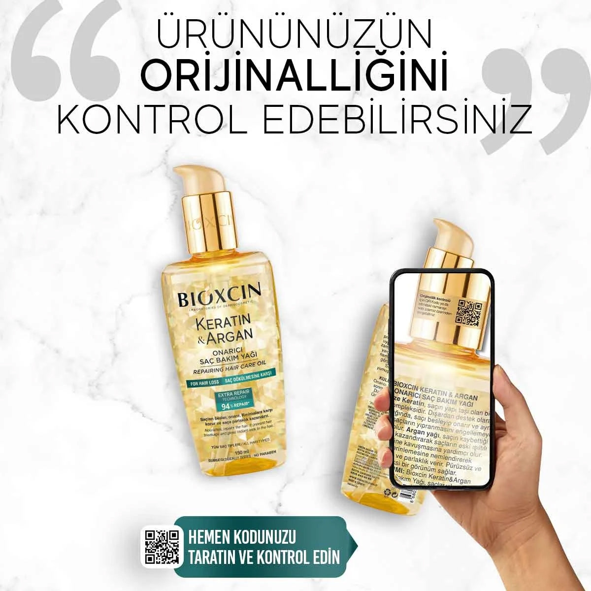 Keratin ve Argan Onarıcı Saç Bakım Yağı 150 ml