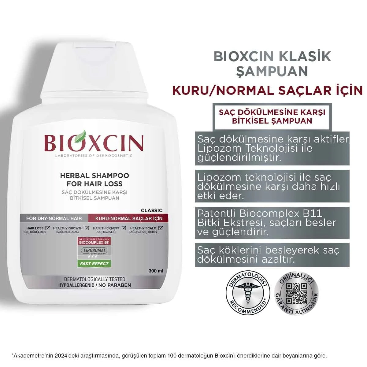 Saç Dökülmesine Karşı Kuru ve Normal Saçlar İçin Şampuan 300 Ml