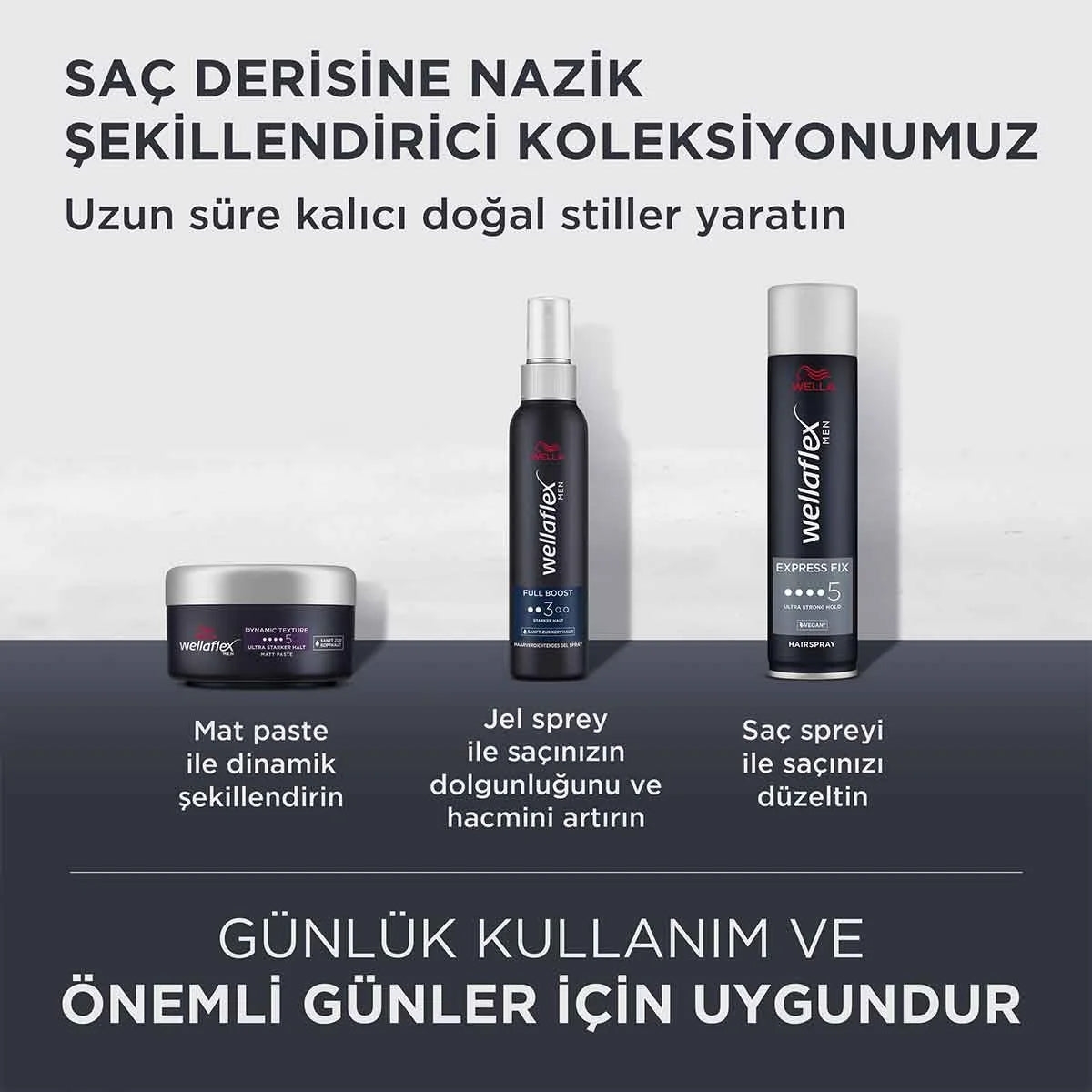 Wellaflex Saç Spreyi Erkek Hızlı Şekillendirme ve Ultra Güçlü Tutuş
250 ML