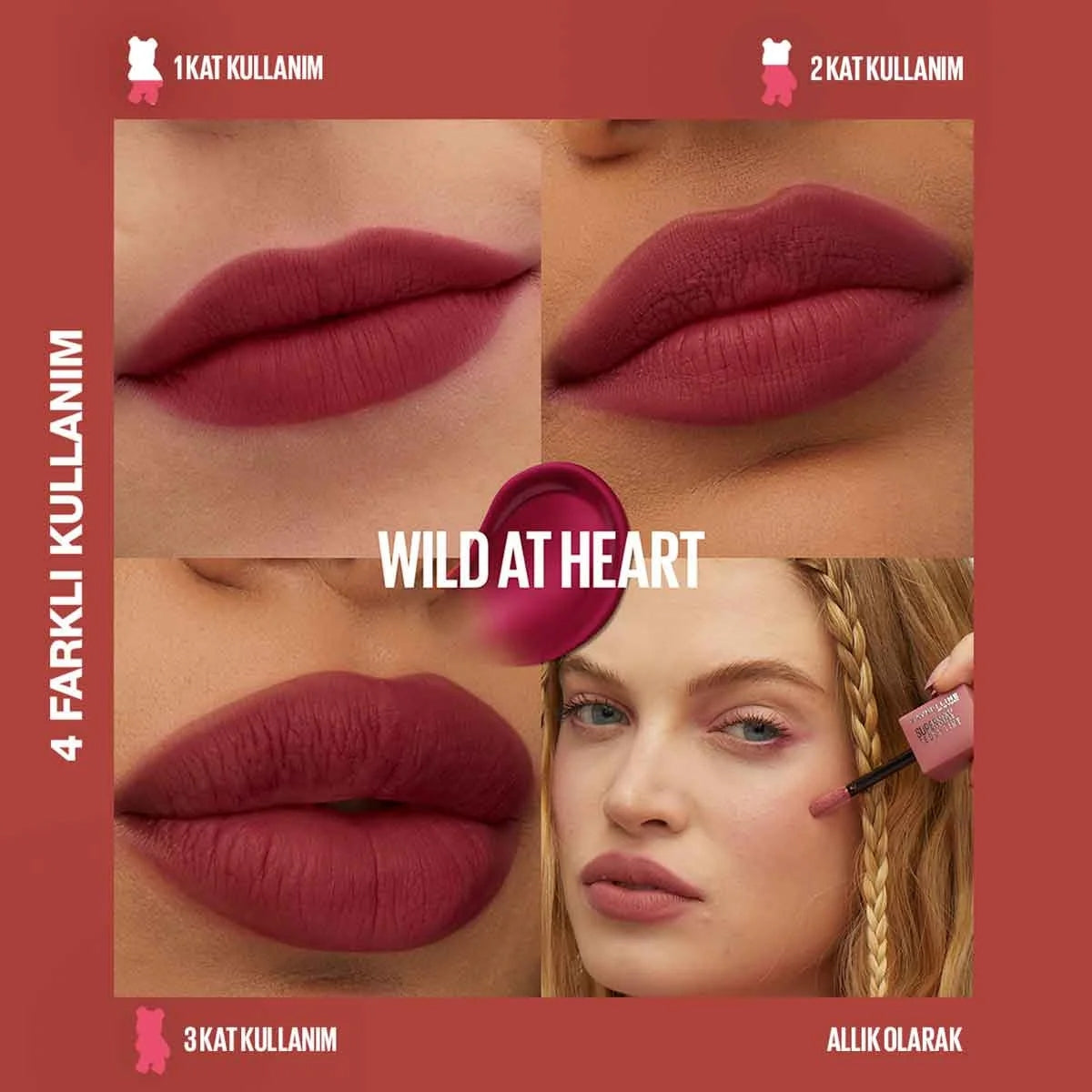 Maybelline Super Stay Teddy Tint Uzun Süre Kalıcı Likit Mat Tint 50-Wild
at Heart