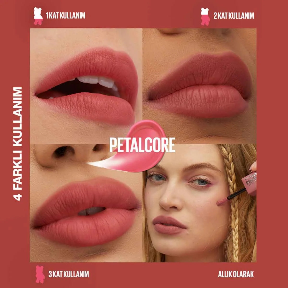 Maybelline Super Stay Teddy Tint Uzun Süre Kalıcı Likit Mat Tint 40-
Petalcore