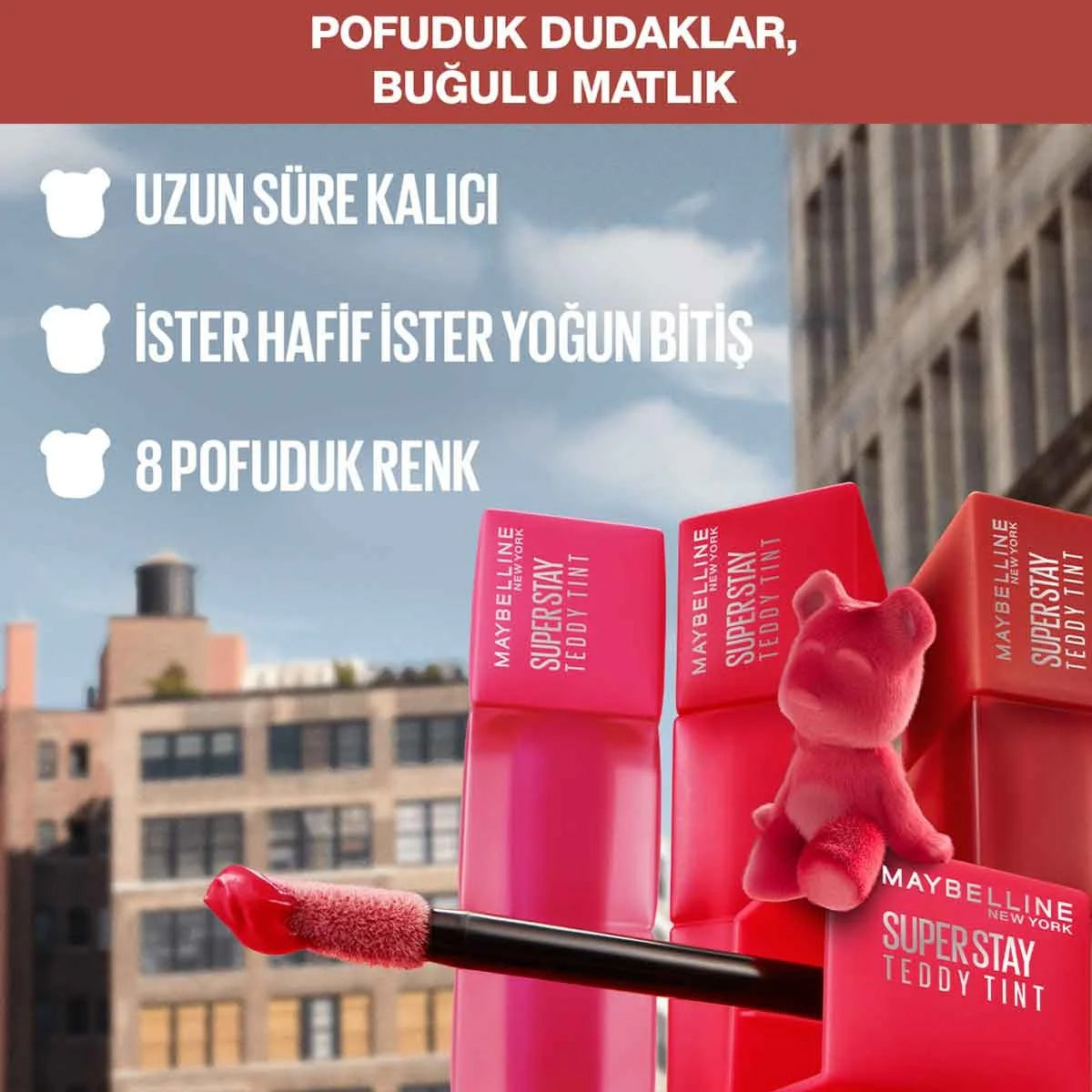 ＲＨＹＴＨＭ Super Star 30 DAY Maybelline Super Stay Teddy Tint Uzun Süre Kalıcı Likit Mat Tint 30- C