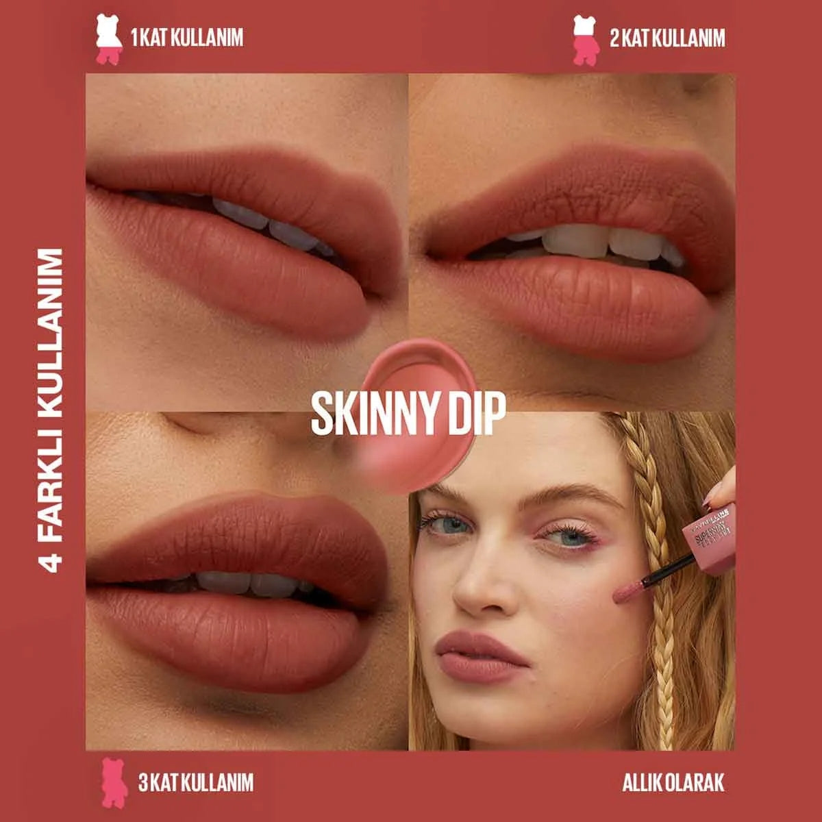 Maybelline Super Stay Teddy Tint Uzun Süre Kalıcı Likit Mat Tint 15-
Skinny Dip