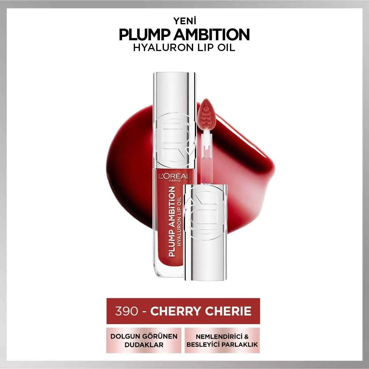 L’Oreal Paris Plump Ambition Hyaluron Lip Oil Besleyici ve Nemlendirici
Dudak Parlatıcısı 390- Cherry Cherie