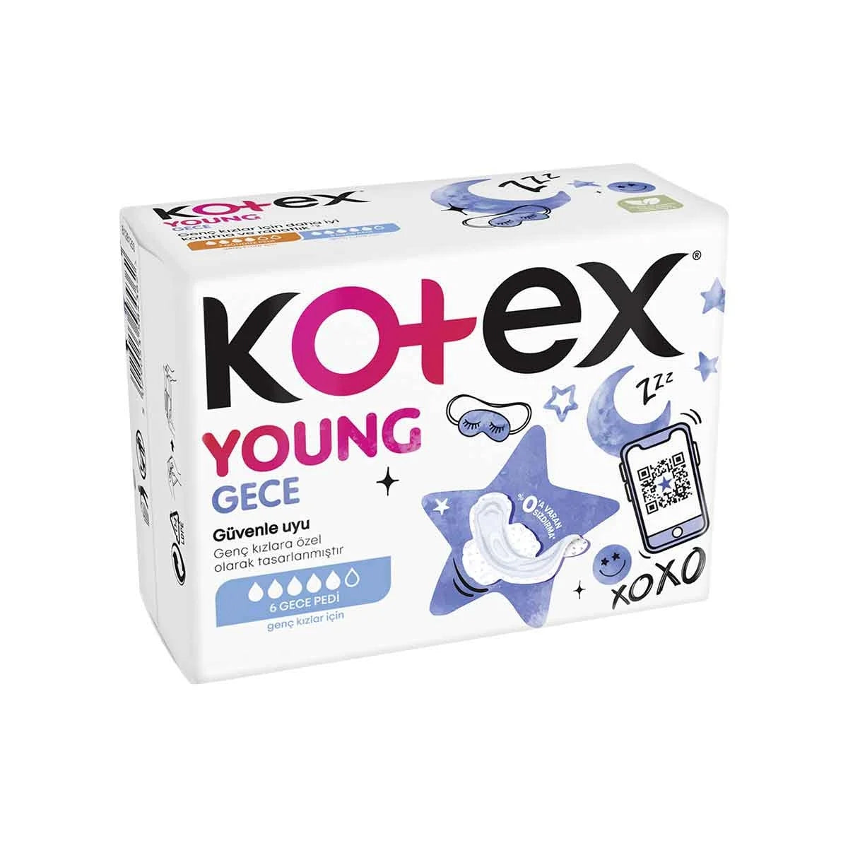 Kotex Young Hijyenik Ped Tekli Gece 6'Lı
