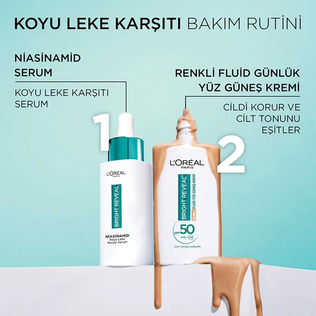 Bright Reveal Renkli Fluid Yüz Güneş Kremi Medium SPF50 50 ml
