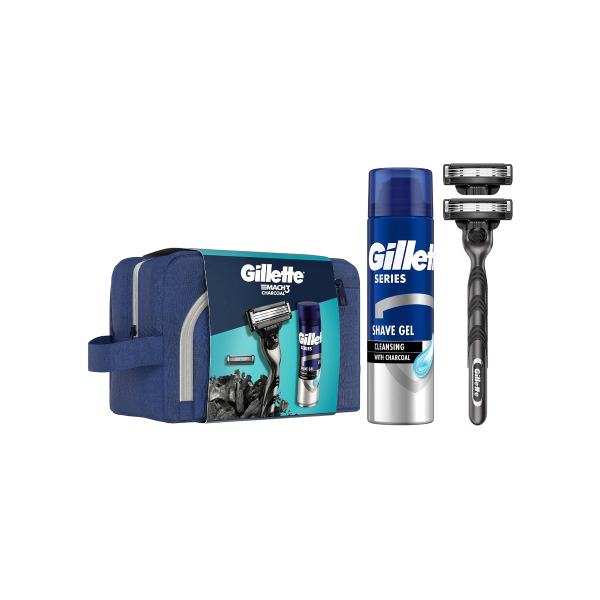 GİLLETTE MAHC3 CHARCOAL TIRAŞ MAK. + CHARCOAL TIRAŞ JELİ 200 ML+ ÇANTA
