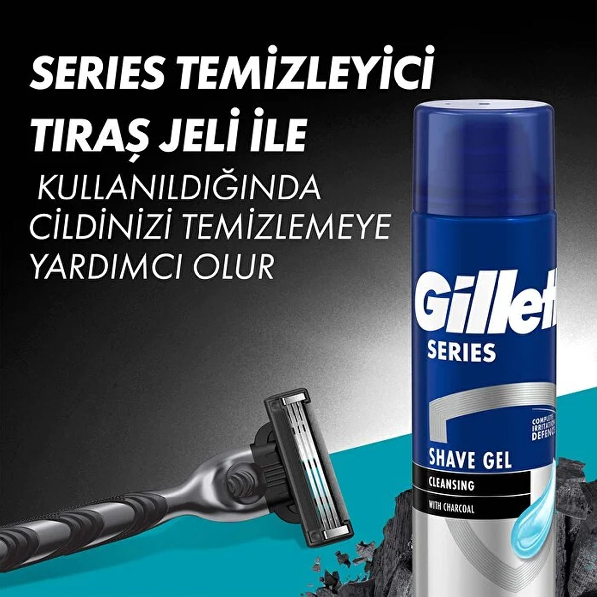 GİLLETTE MAHC3 CHARCOAL TIRAŞ MAK. + CHARCOAL TIRAŞ JELİ 200 ML+ ÇANTA
