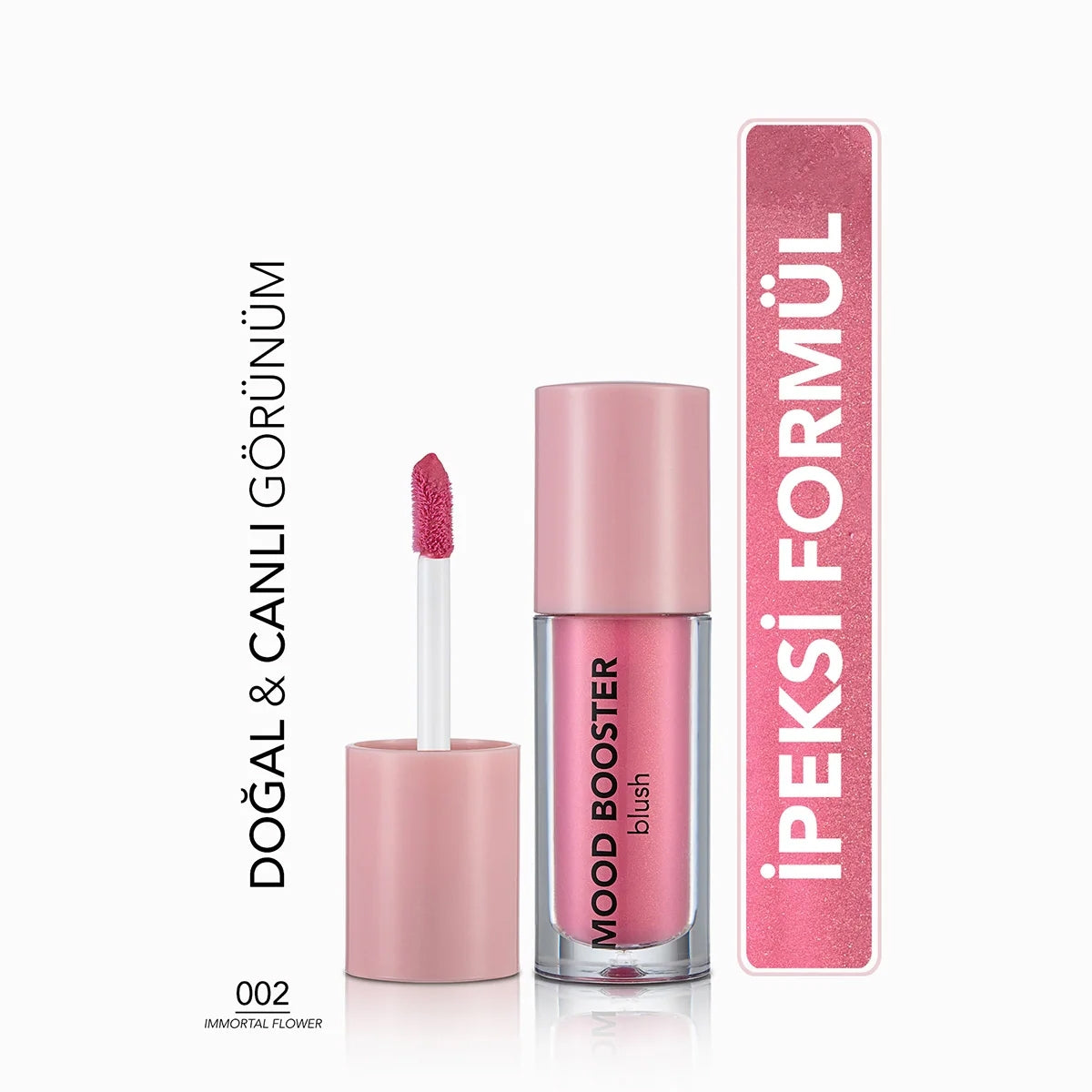 Mood Booster Yoğun Pigmentli Doğal Işıltılı Likit Allık 002- Immortal
Flower