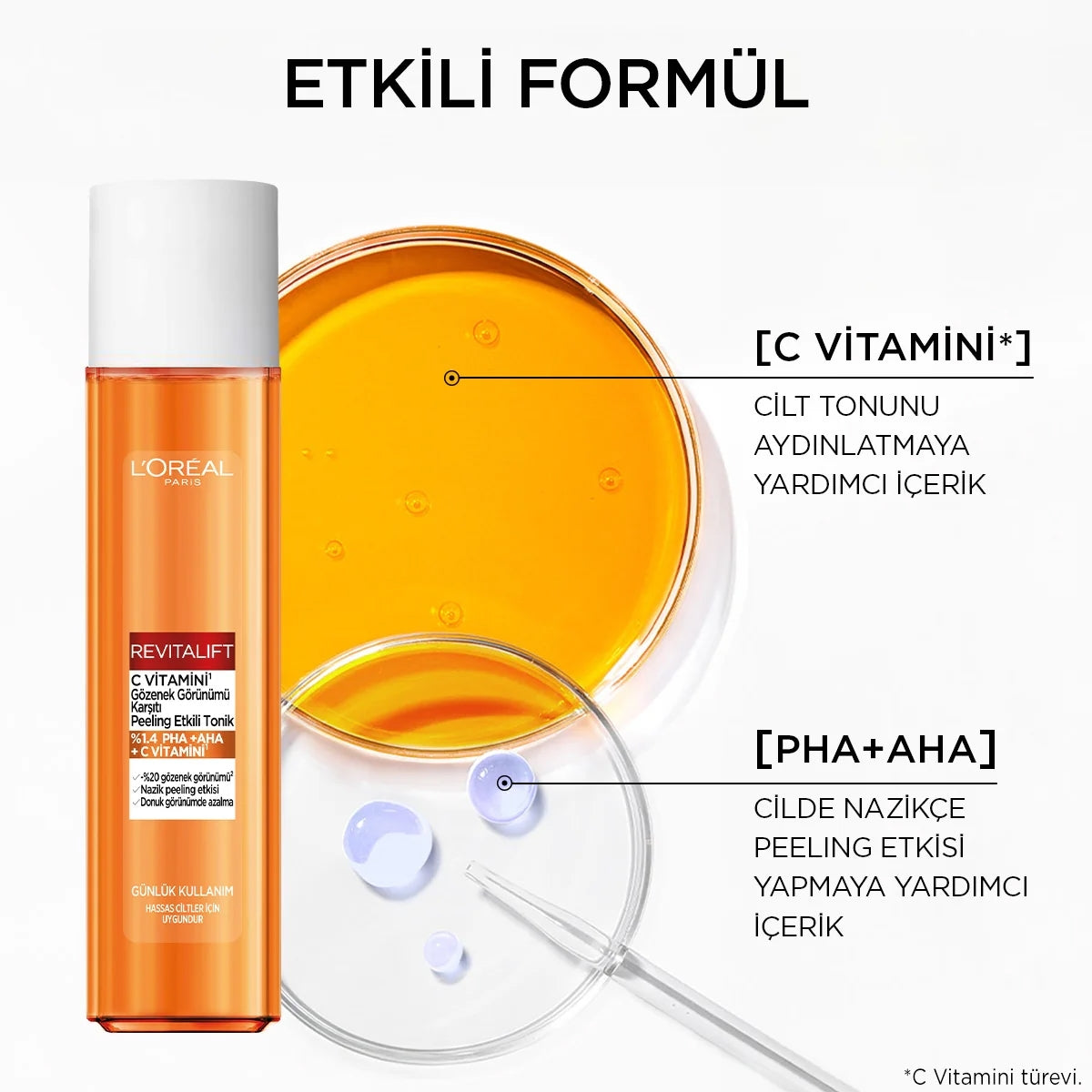 LOREAL PARIS REVITALIFT C VITAMINI PEELING ETKILI TONIK 180 ML

