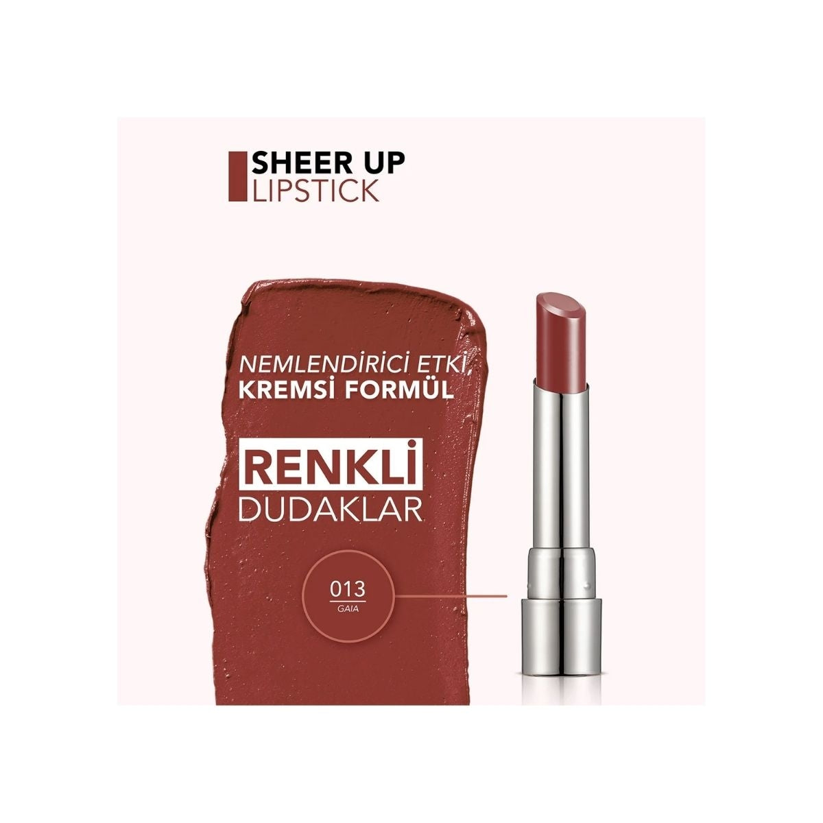 Sheer Up Yarı Transparan ve Parlak Bitişli Nemlendirici Ruj 013 Gaia