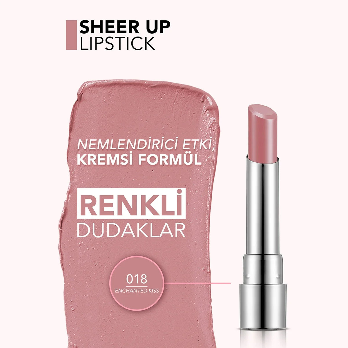 Sheer Up Yarı Transparan ve Parlak Bitişli Nemlendirici Ruj 018
Enchanted Kiss
