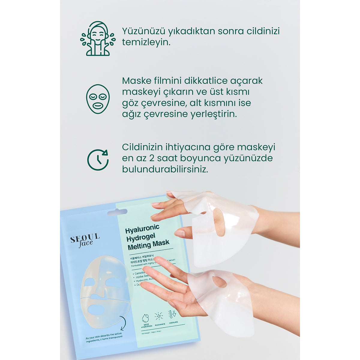 Seoul Hyaluronic Hydrogel Eriyen Yüz Maskesi