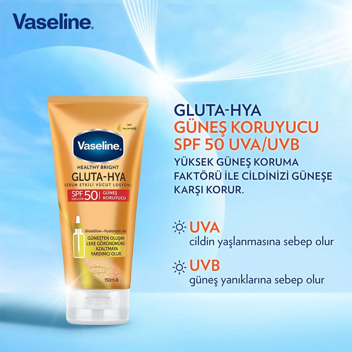 Gluta-Hya Serum Etkili Vücut Losyonu Güneş Koruyucu 150 ml
