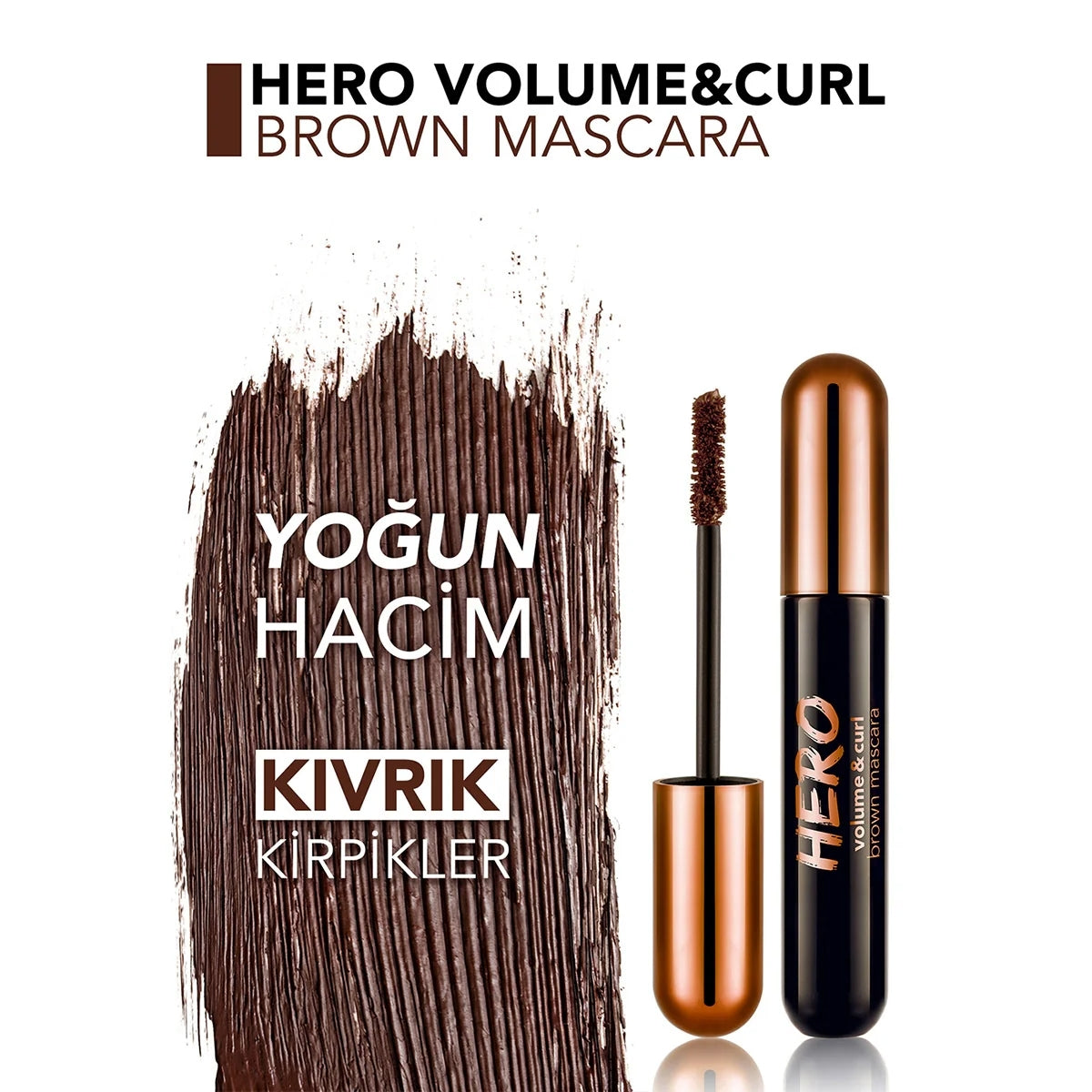 Hero Hacim ve Kıvırma Kahverengi Maskara