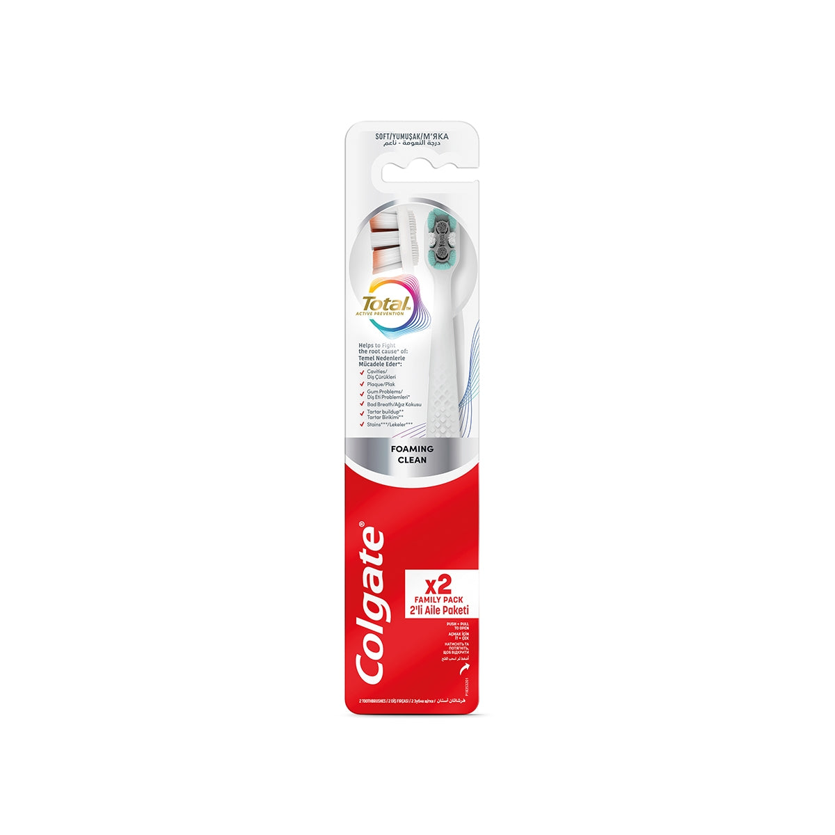 Colgate Total Foaming Clean 1+1 Yumuşak Diş Fırçası