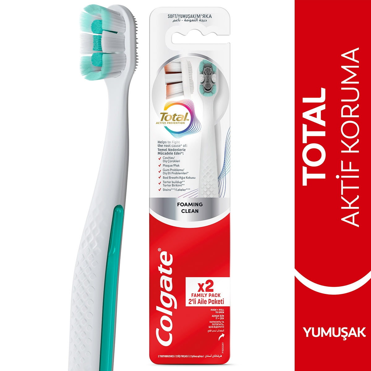 Colgate Total Foaming Clean 1+1 Yumuşak Diş Fırçası