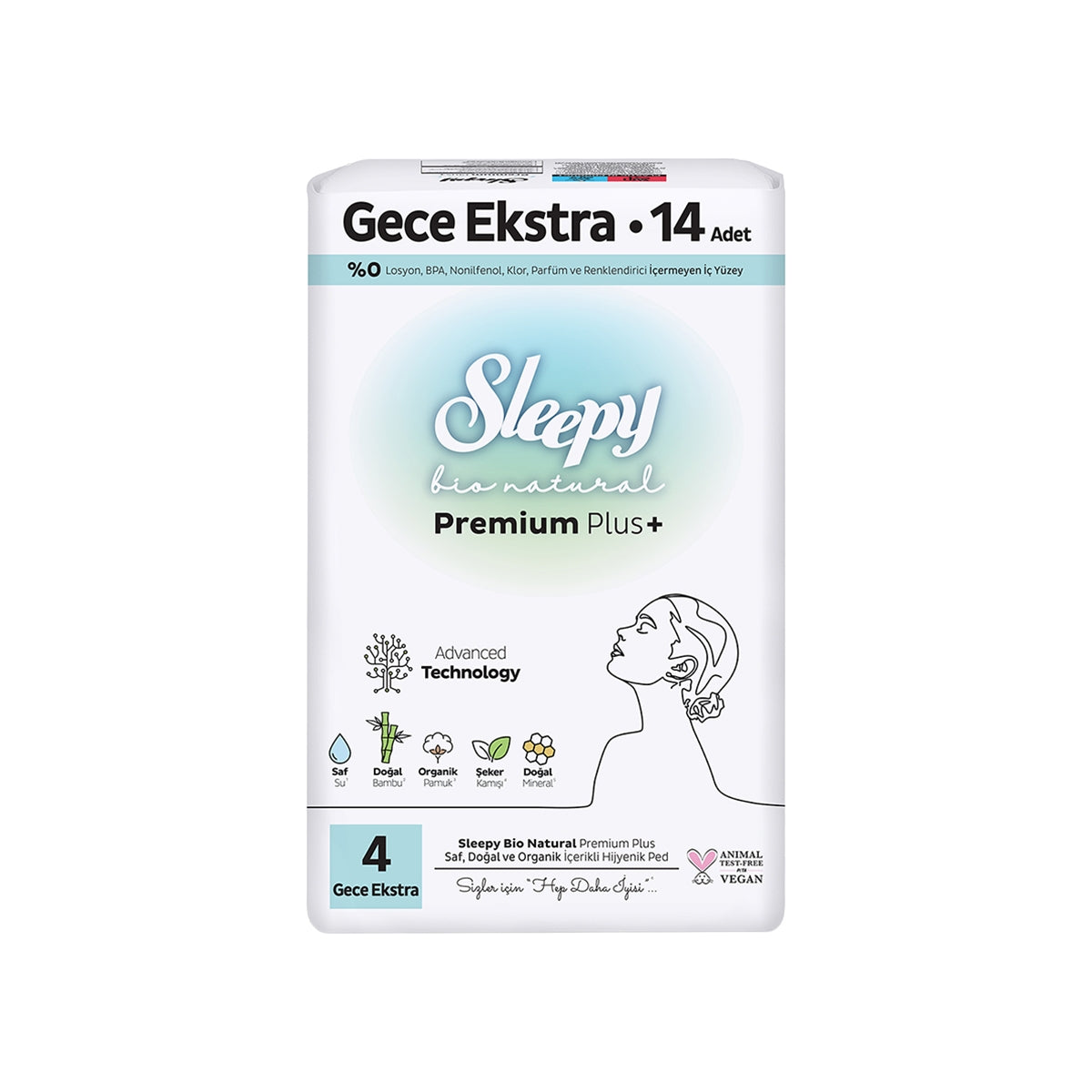 SLEEPY Bio Natural Süper Eco Extra Gece Hijyenik Ped 14'lü