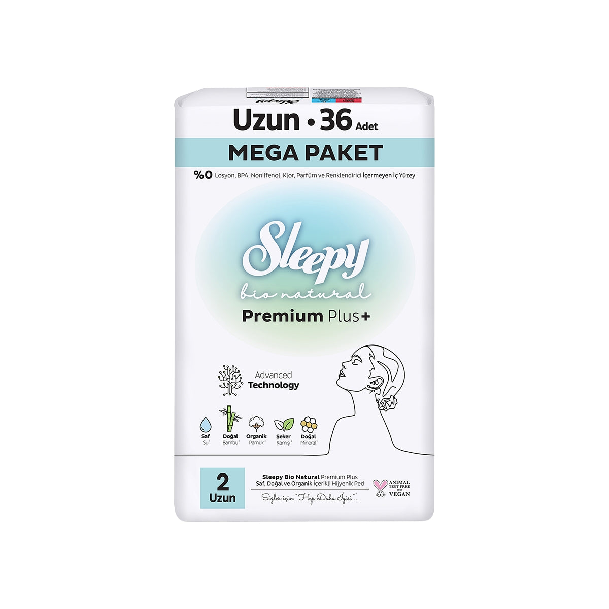 Bio Natural Mega Uzun Hijyenik Ped Uzun 36'lı