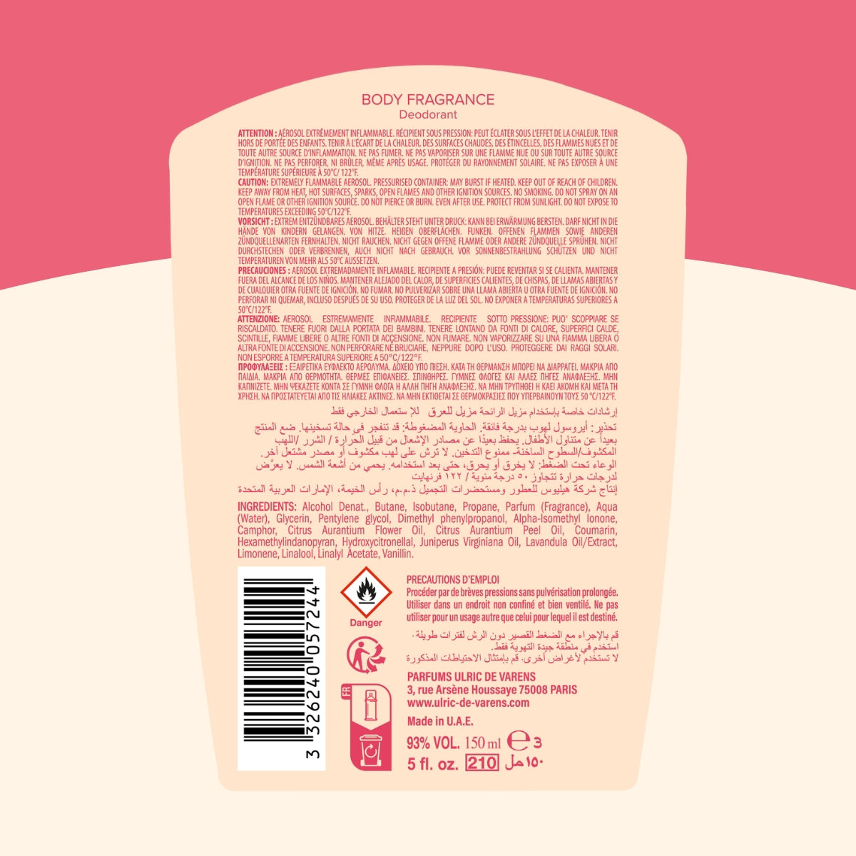 Ulric de Varens Musc Vanille Kadın Fragrance Deodorant Sprey 150 ml