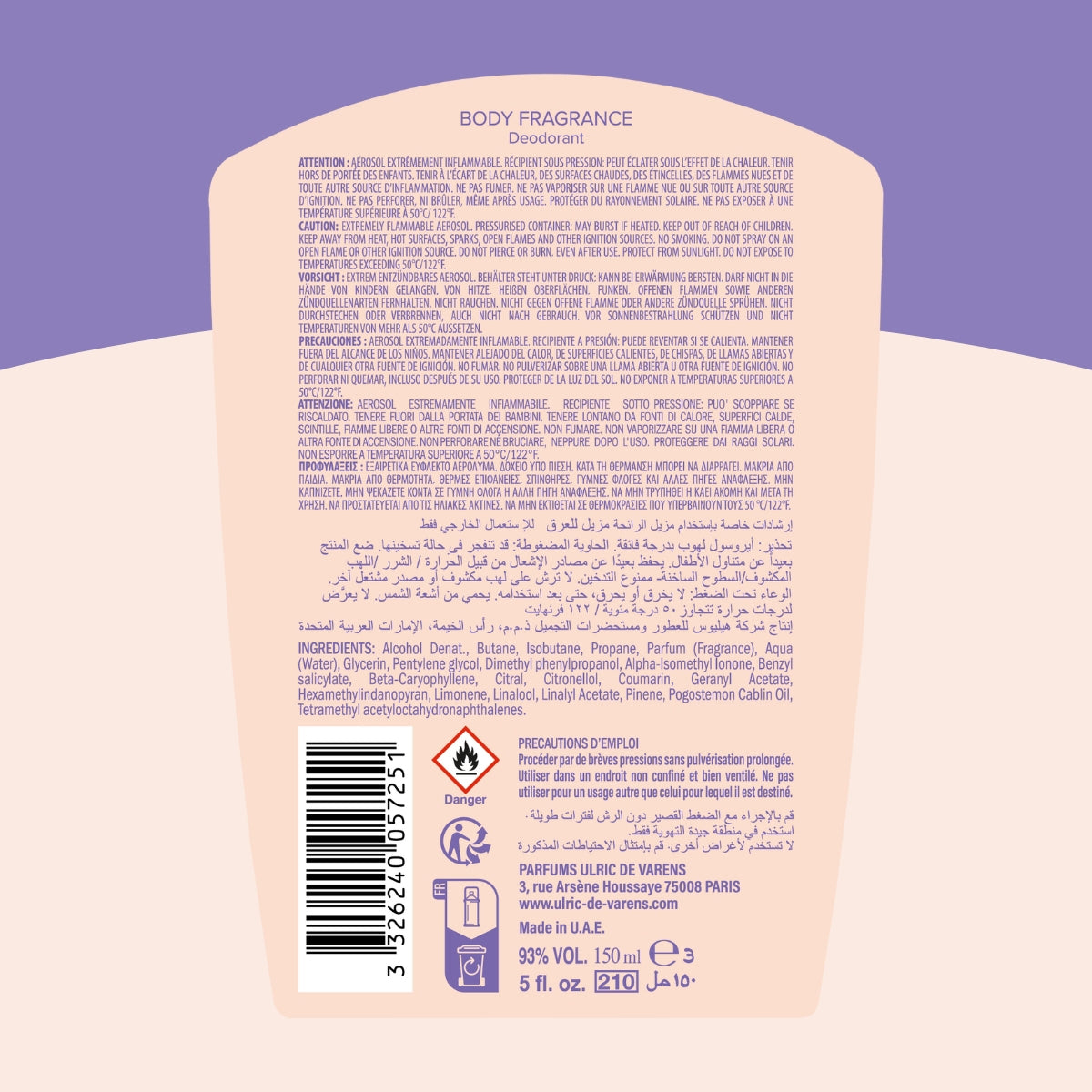 Ulric de Varens Sweet Pomelo Patchouli Kadın Fragrance Deodorant Sprey
150 ml