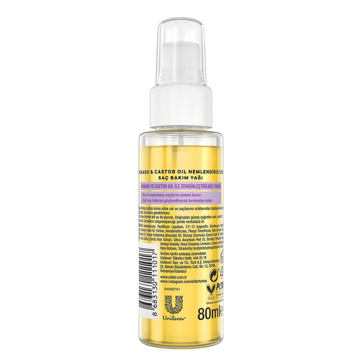 Saç Bakım Yağı Avokado Castor Yağı 80 ml