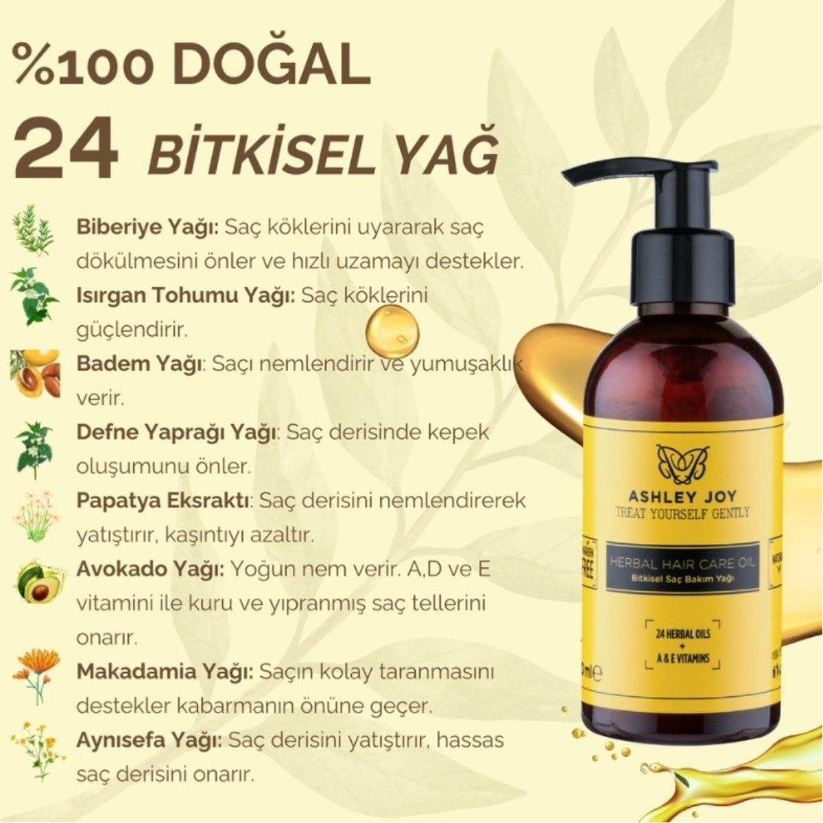 Saç Bakım Yağı Güçlendirici 100 ml