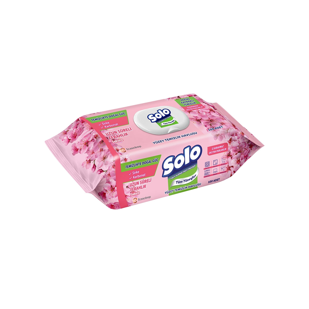 Solo Doğal Güç Kiraz Çiçeği Yüzey Temizleme Mendili 100 'lü