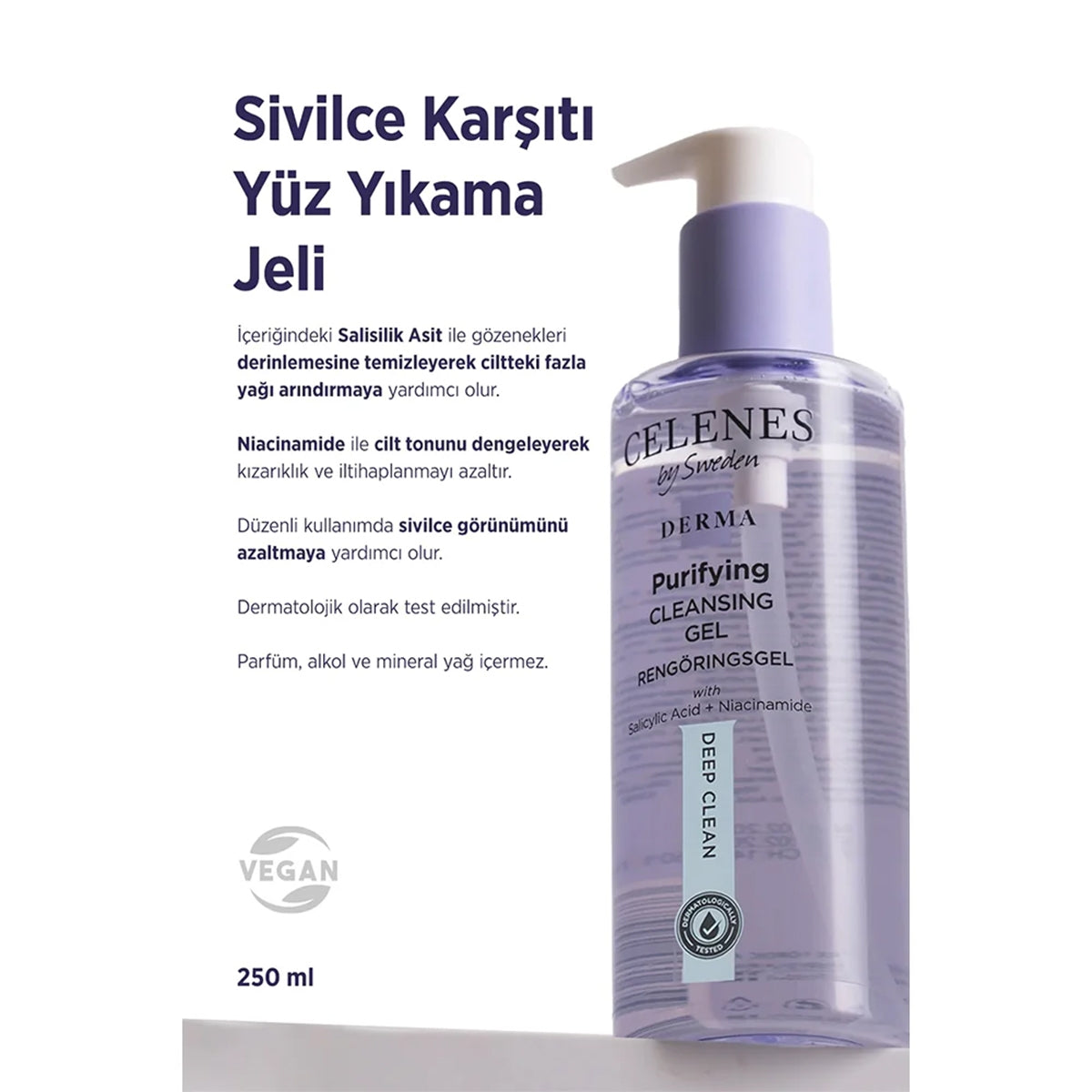 Derma Sivilce Karşıtı Yüz Yıkama Jeli 250 ml