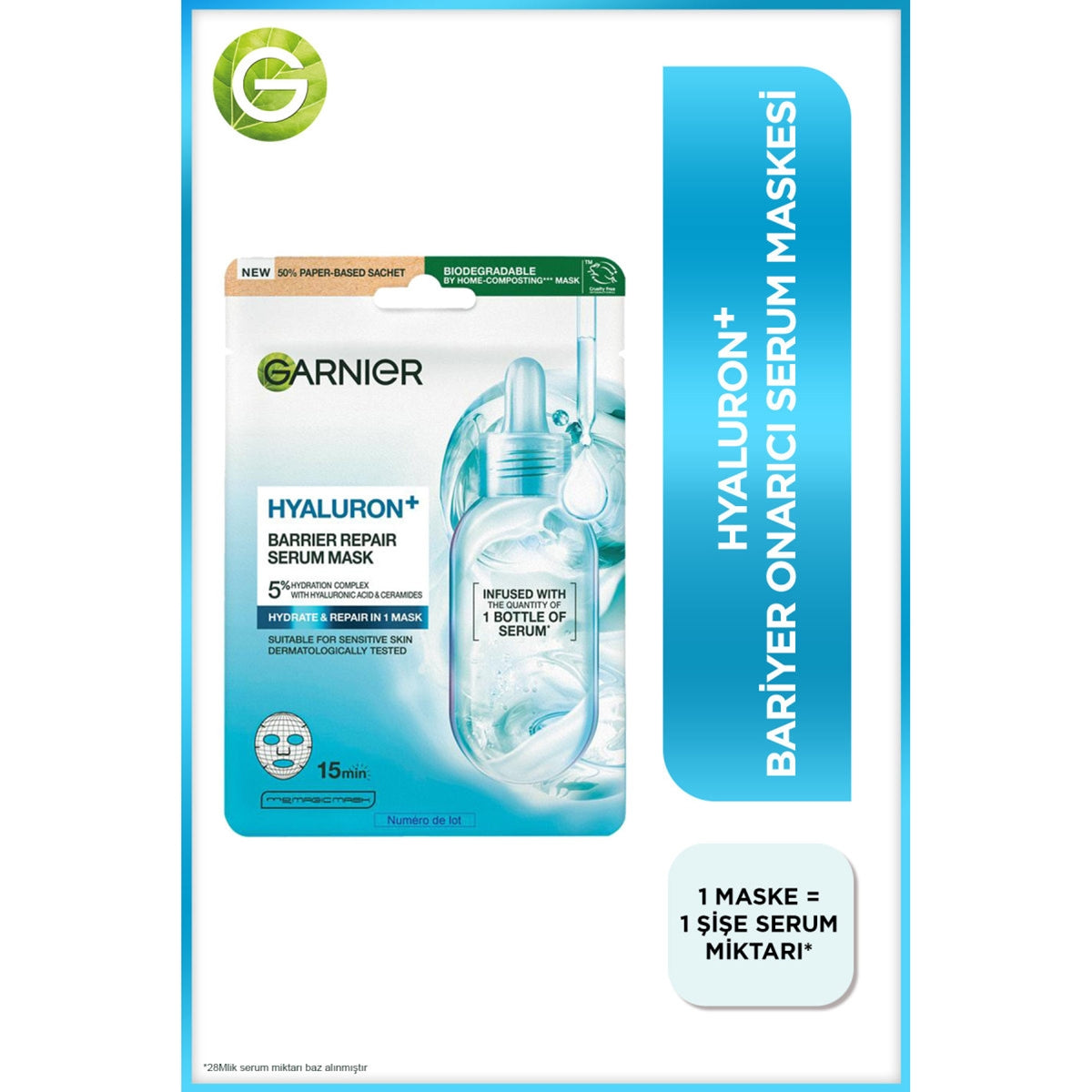 Hyaluron+ Bariyer Onarıcı Kağıt Yüz Maskesi 28 gr