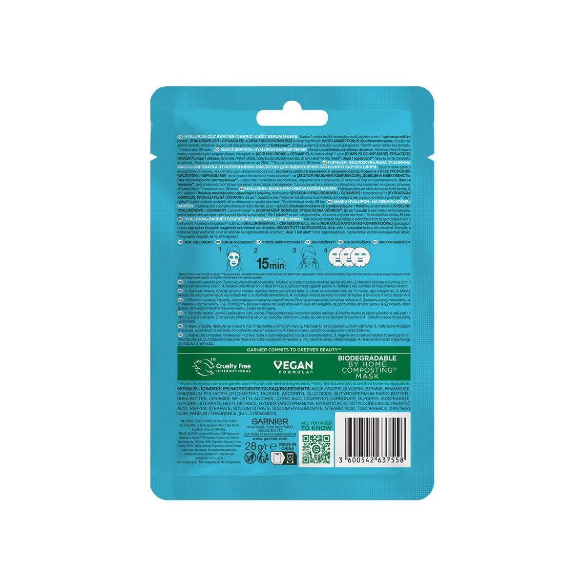 Hyaluron+ Bariyer Onarıcı Kağıt Yüz Maskesi 28 gr