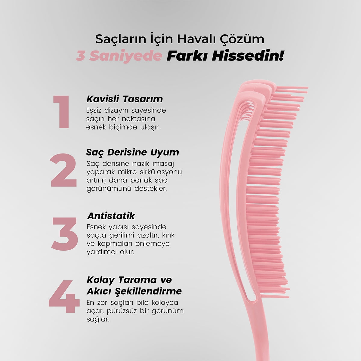 Airflex Saç Fırçası Pembe
