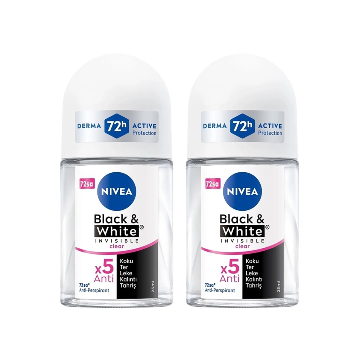 Nıvea Kadın Roll on Black & White Invisible Clear 25 ml + 25 ml