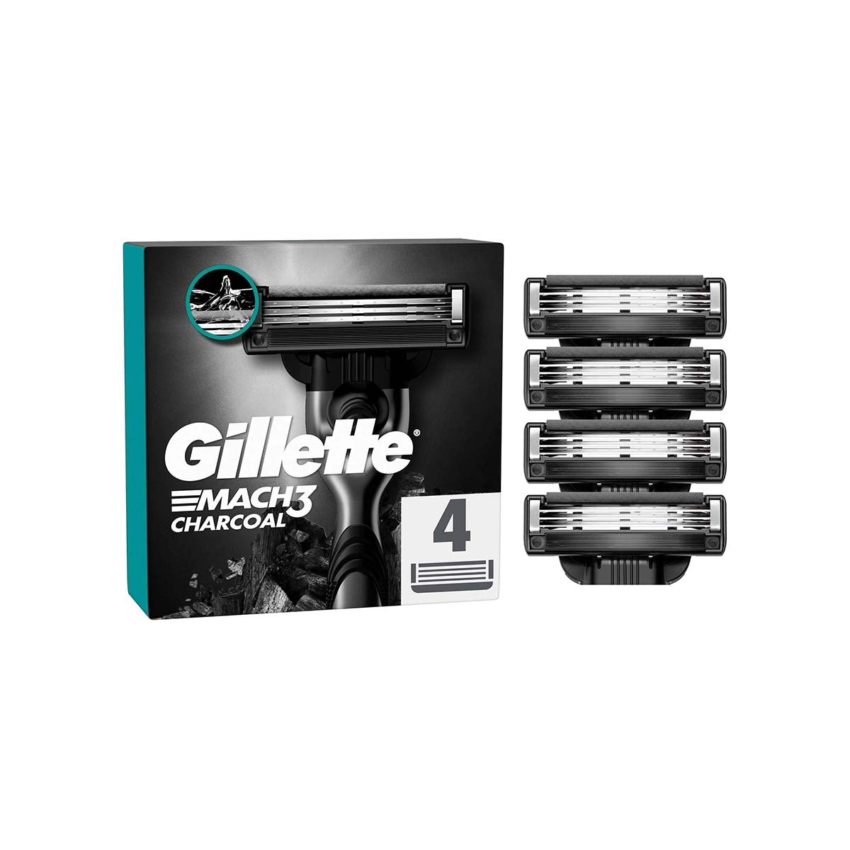 GILLETTE Mach3 Charcoal Yedek Bıçak 4'lü