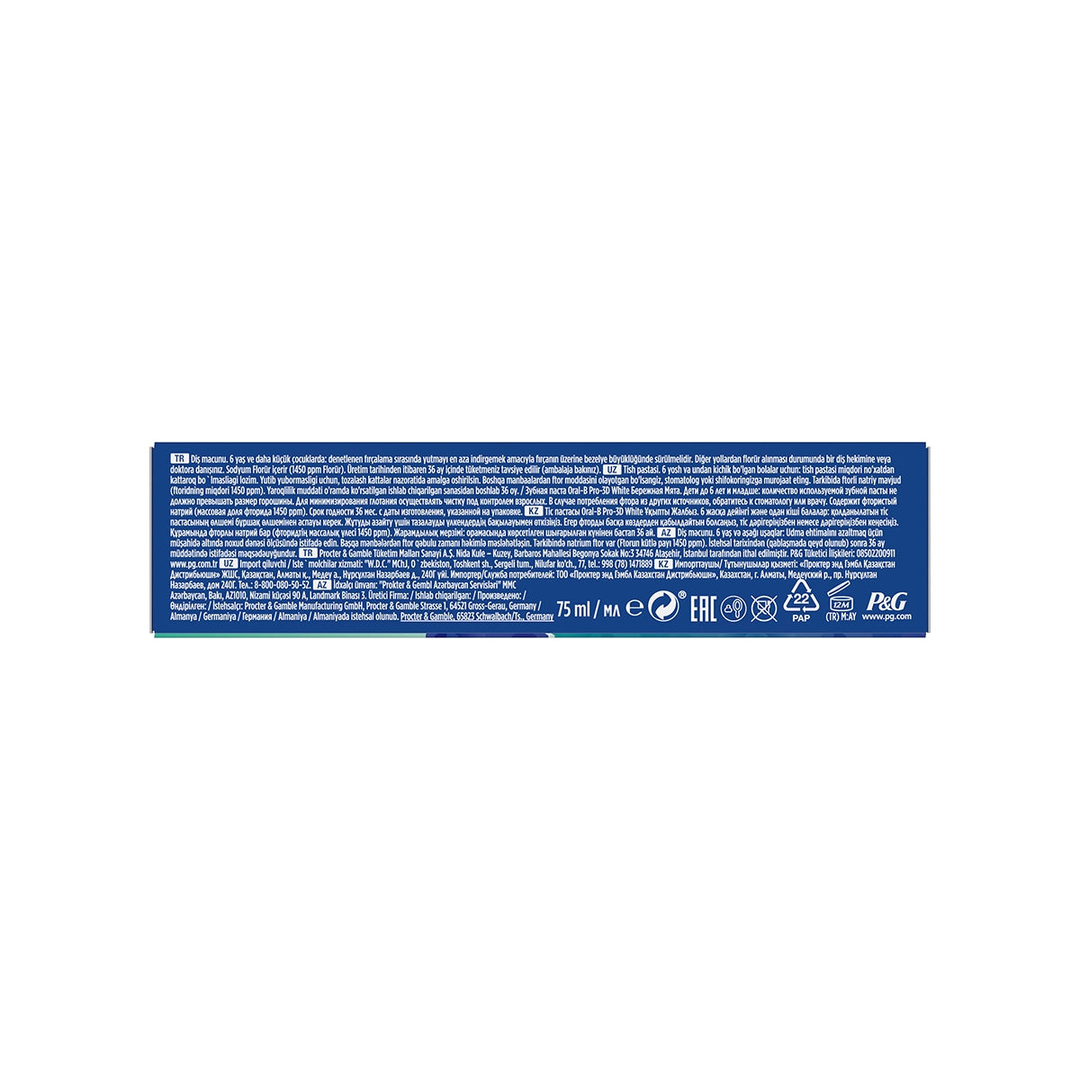 ORAL-B Pro 3D White Hafif Nane Diş Macunu 75 ml
