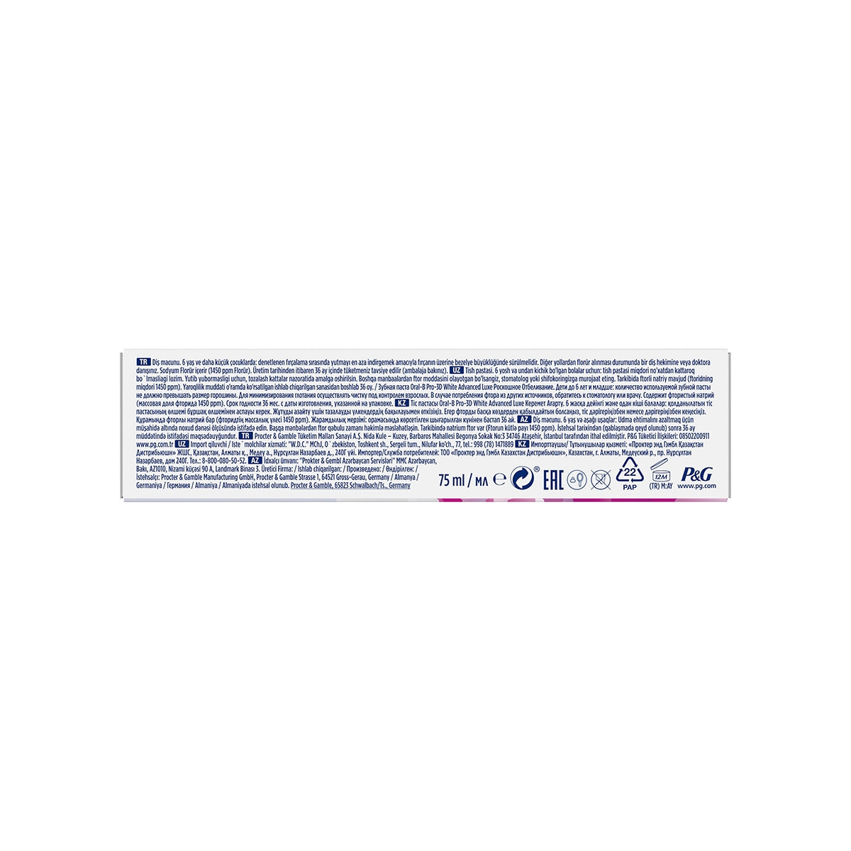 ORAL-B Pro 3D White Advanced Luxe Glamorous White Diş Macunu 75 ml
