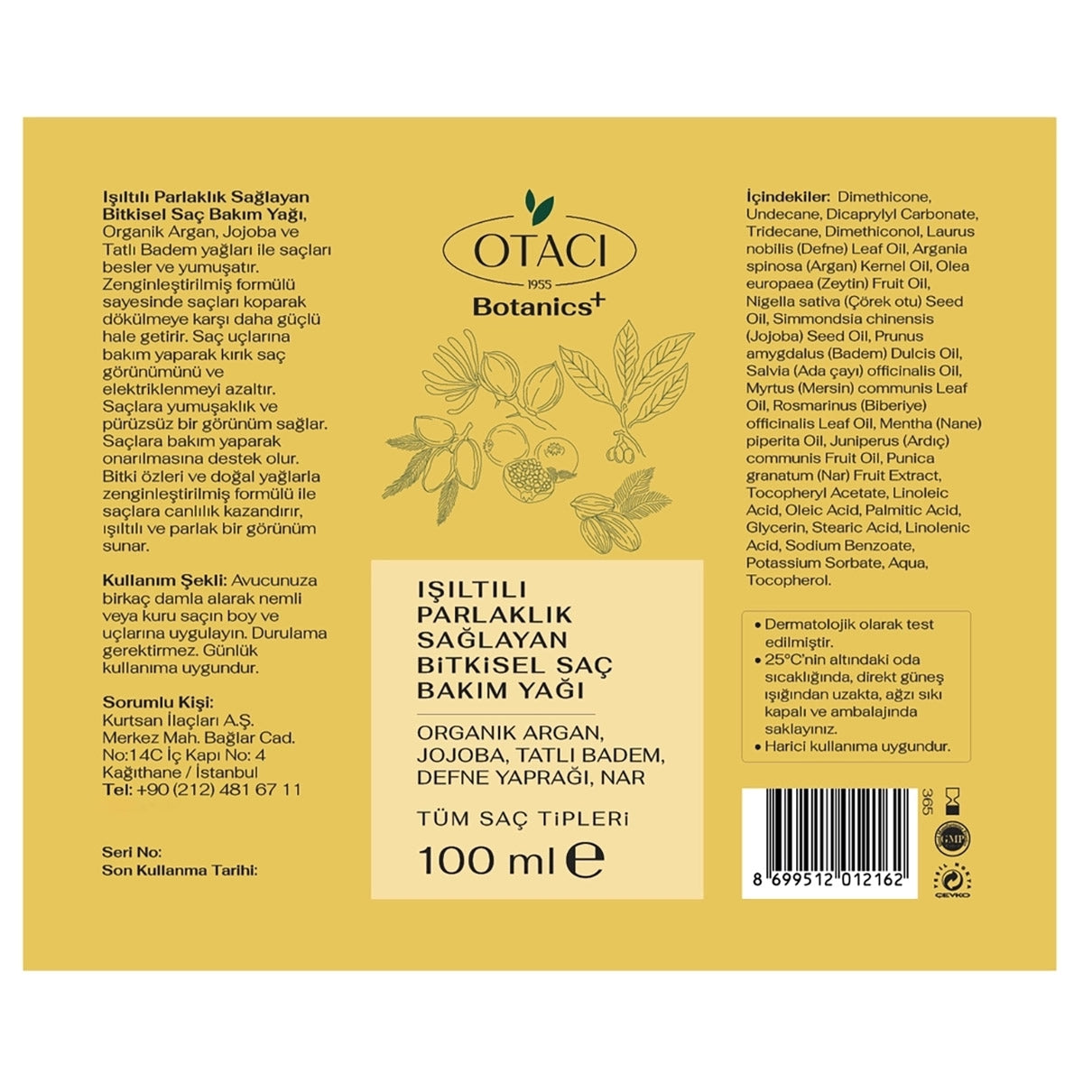 Saç Bakım Yağı Işıltı Parlaklık 100 ml