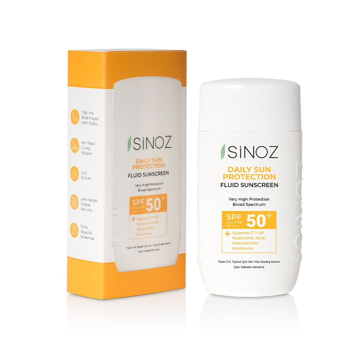 Günlük Kullanım Spf50+ Renksiz Sıvı Güneş Kremi 50 ml