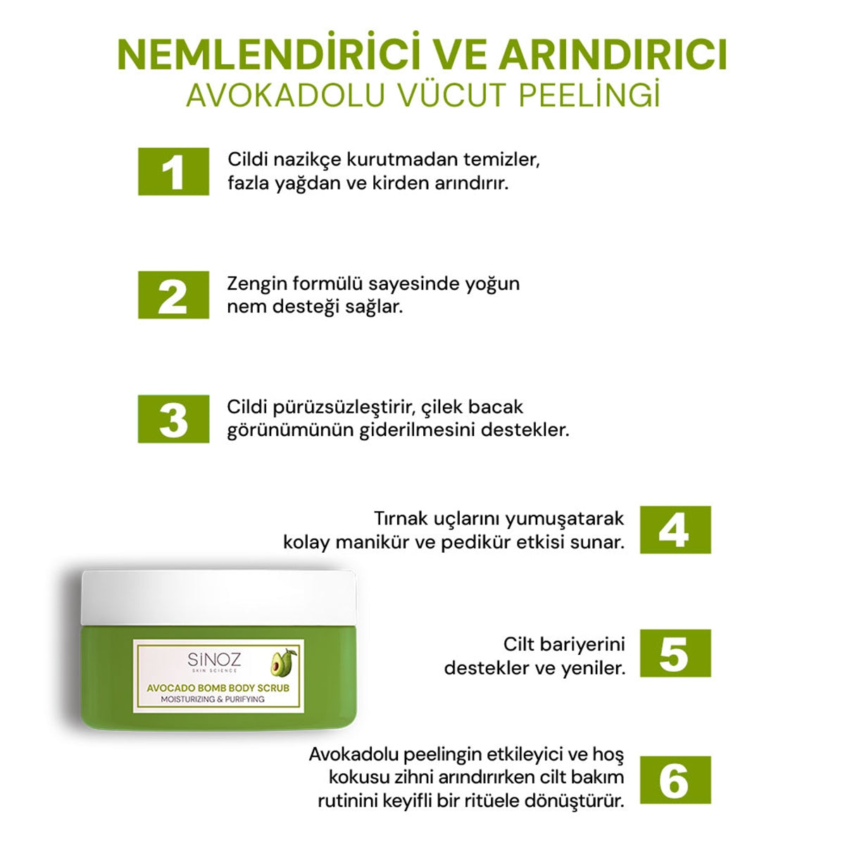 Avokado Bomb Nemlendirici ve Arındırıcı Vücut Peelingi 300 Gr