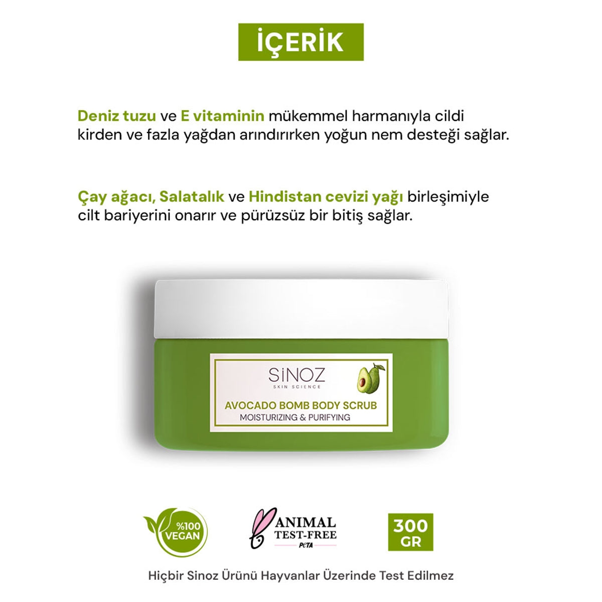 Avokado Bomb Nemlendirici ve Arındırıcı Vücut Peelingi 300 Gr