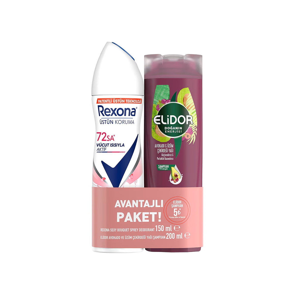 Rexona Kadın Deodorant Sprey 150 ml + Elidor Kadın Şampuan 200 ml