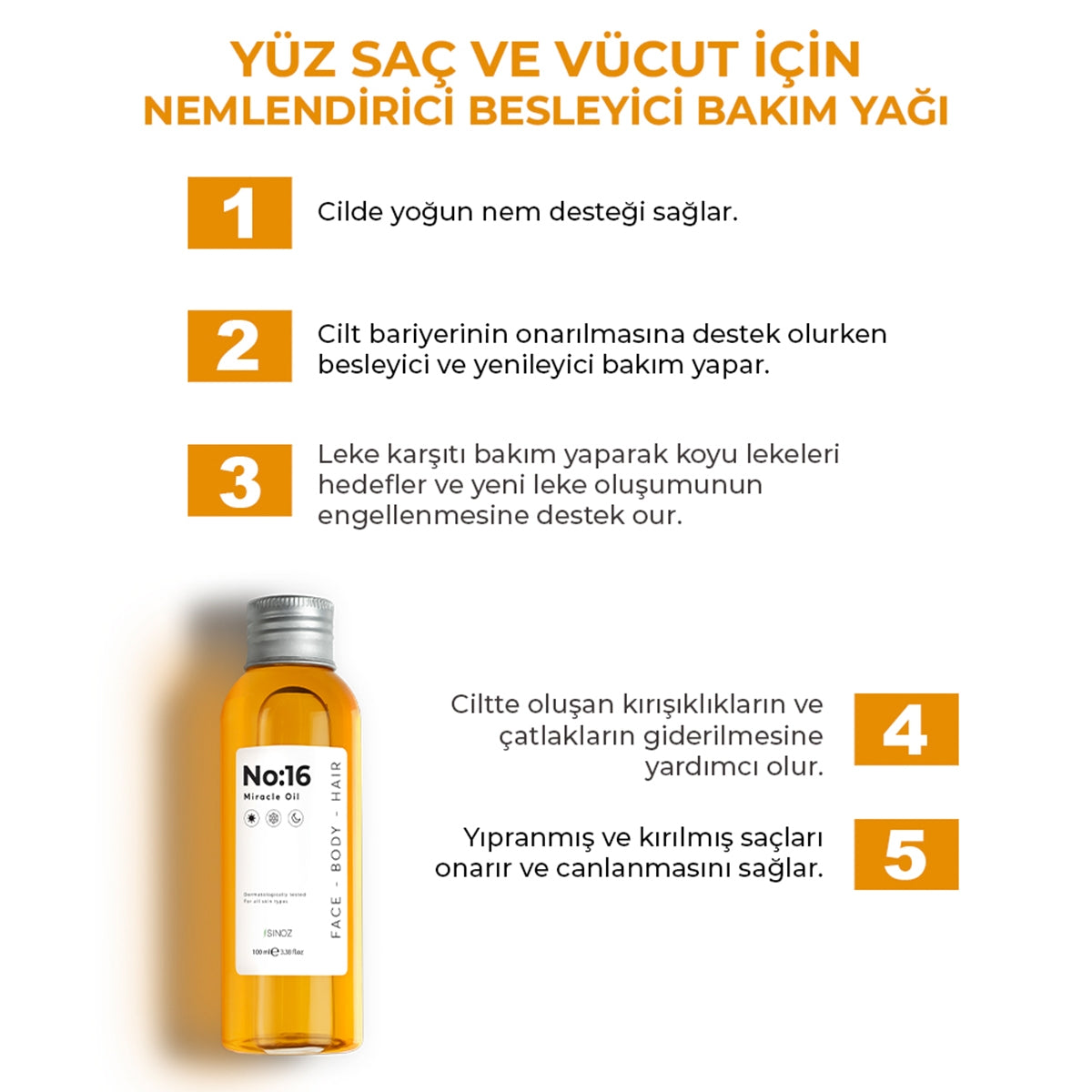 Nemlendirici Besleyici Bakım Yağı Yüz - Saç - Vücut 100 ml