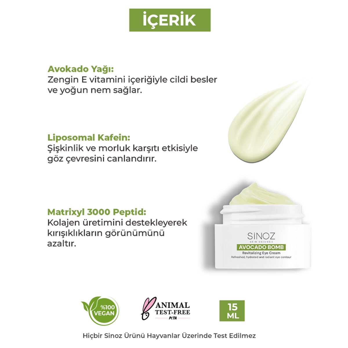 Avokado Bomb Nemlendirici Canlandırıcı Kırışıklık Karşıtı Göz Çevresi
Bakım Kremi 15 ml