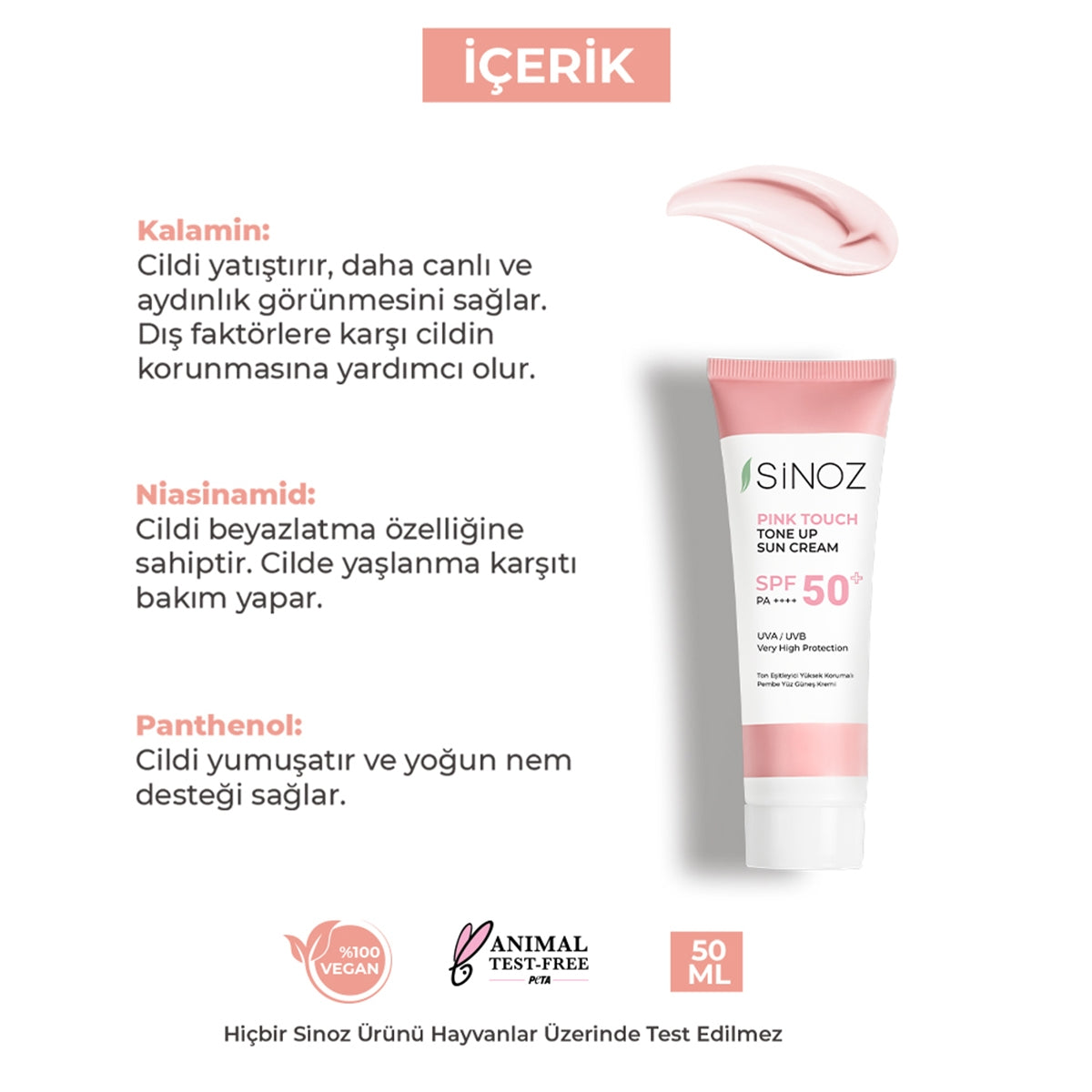 Pink Touch Aydınlatıcı SPF50+ Pembe Güneş Kremi - Tüm Cilt Tipleri 50 ml
