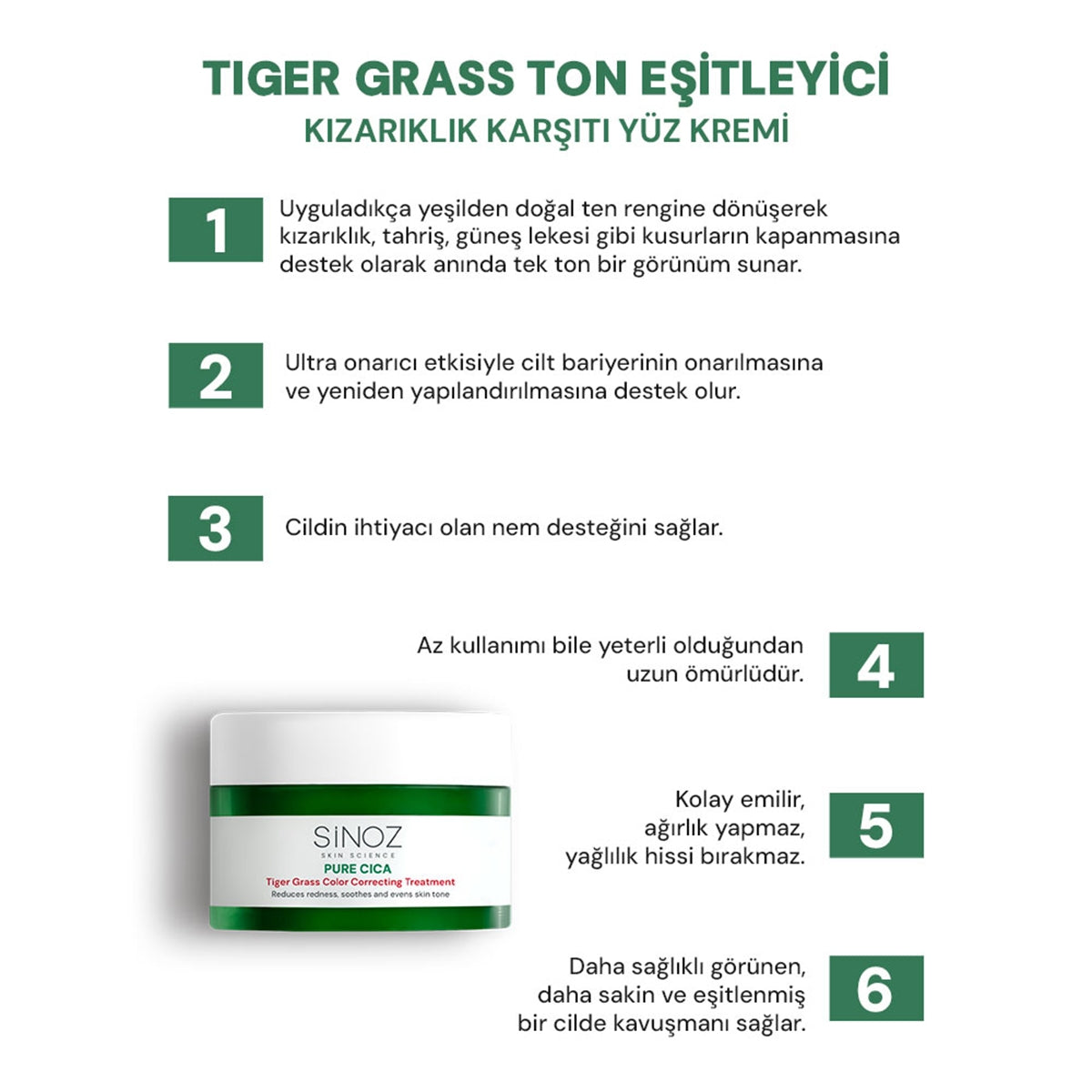 Pure Cica Tiger Grass Anında Ton Eşitleyici Yoğun Onarıcı ve Kızarıklık
Karşıtı Yüz Kremi 15 ml