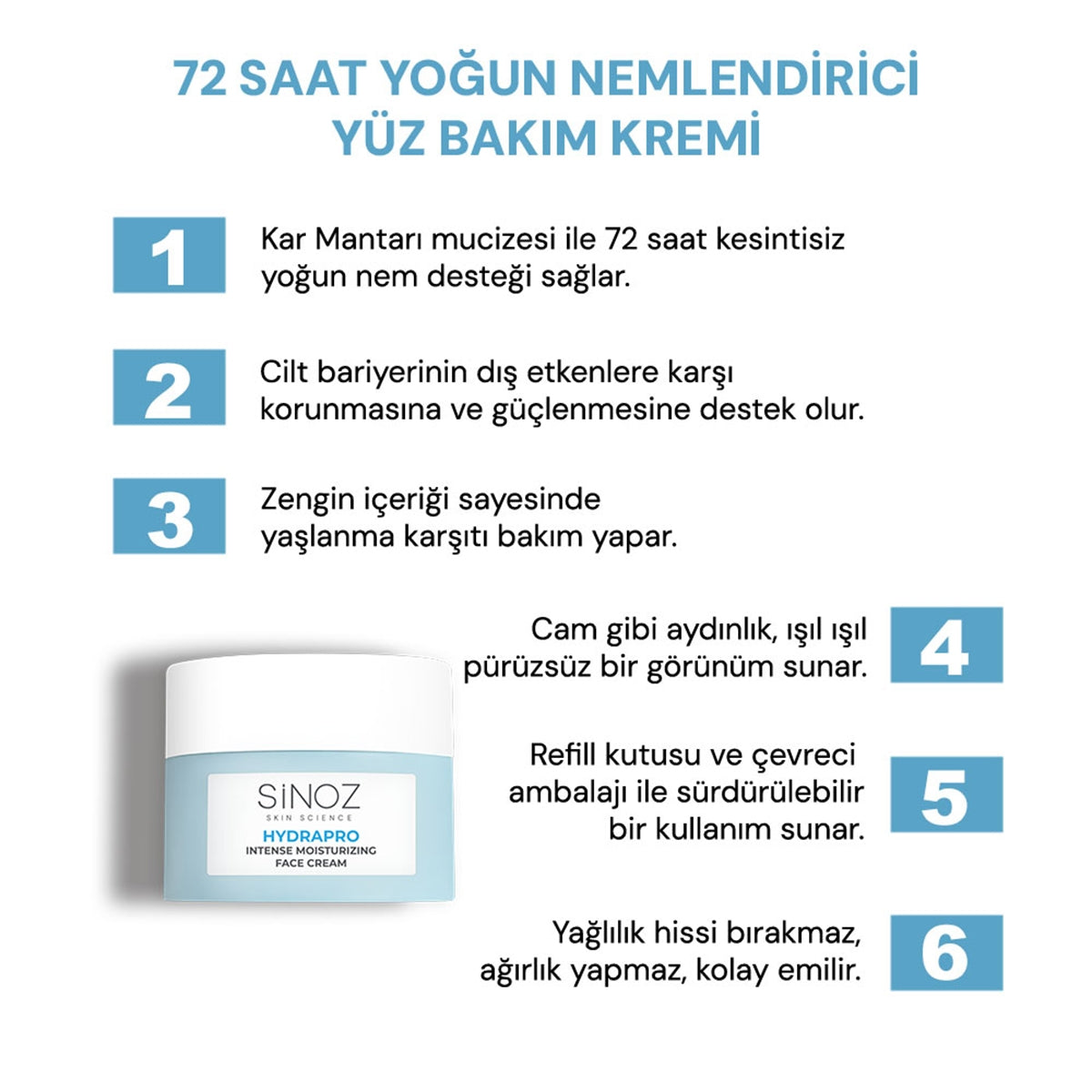 Hydrapro Su Bazlı 72 Saat Yoğun Nemlendirici Yüz Bakım Kremi 50 ml